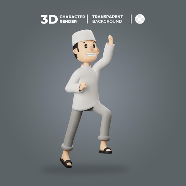 Saut de personnage musulman 3D