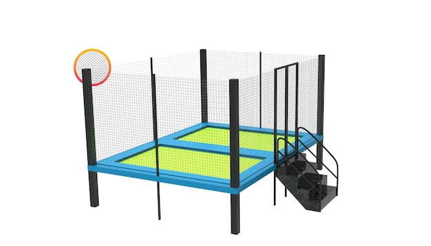 Saut trampoline sur fond transparent rendu 3d