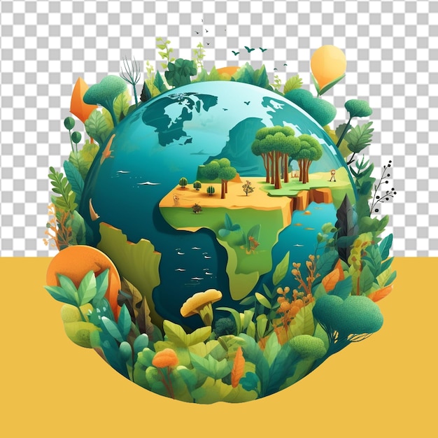 PSD sauver la terre illustration en png