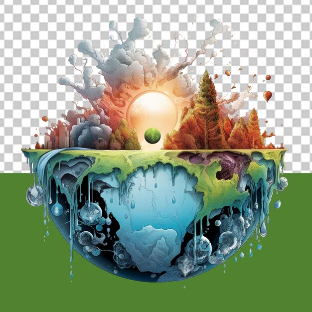 PSD sauver la terre illustration en png