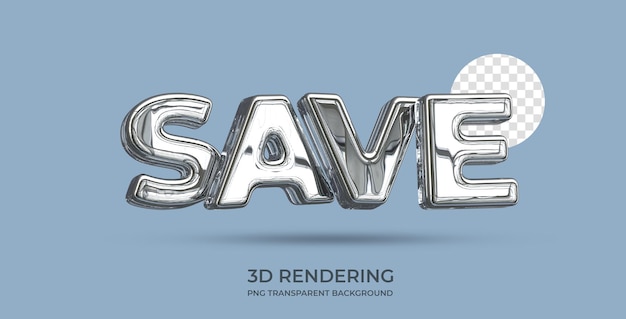 Save Text Style 3d rendering transparent background