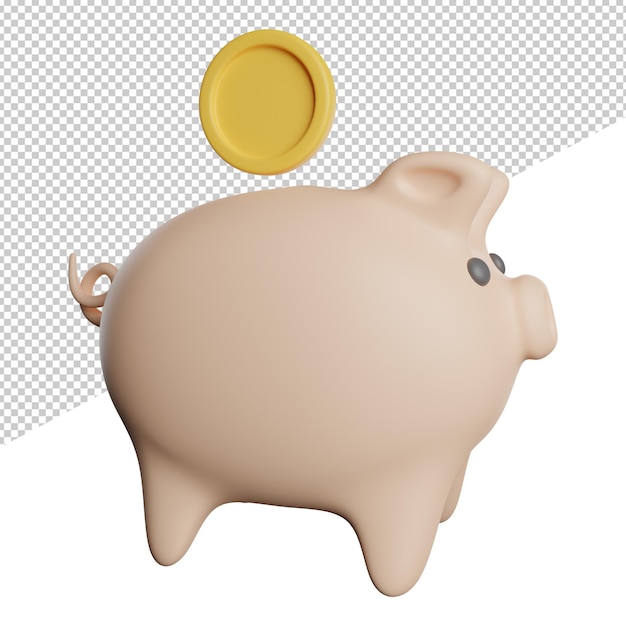 Savings Money Piggy vista frontal 3 icono de renderizado ilustración sobre fondo transparente
