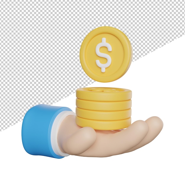 Savings money services vista lateral ilustração do ícone de renderização 3d em fundo transparente