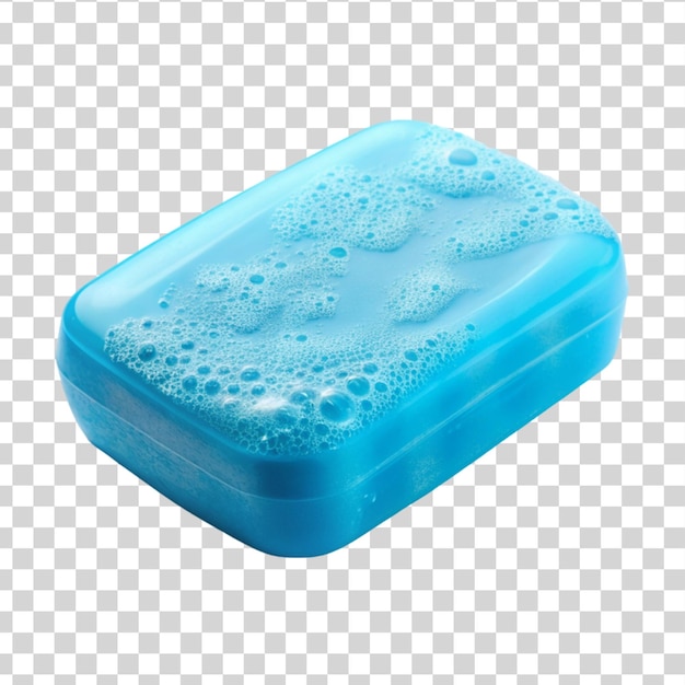 PSD un savon bleu isolé sur un fond transparent