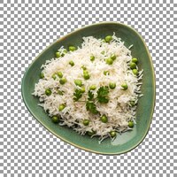 Savoureux riz aux pois verts cuit isolé sur fond transparent