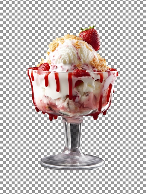 Savoureux Sundae Aux Fraises Isolé Sur Fond Transparent