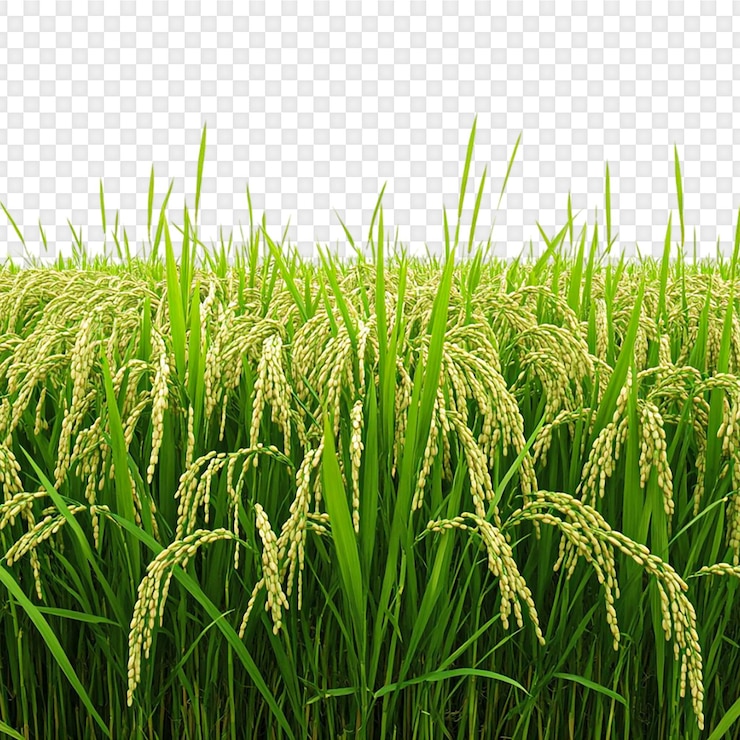 PSD sawah yang subur terisolasi pada latar belakang transparan