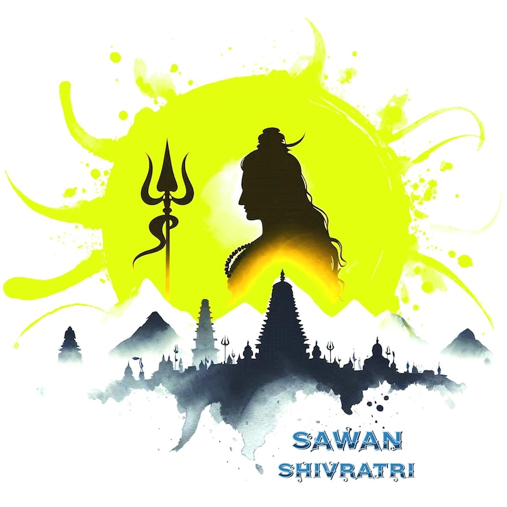 PSD sawan shivratri kreatives poster illustration von lord shiva mit einer silhouette