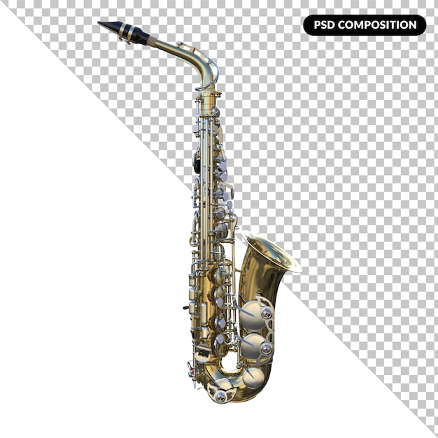 Saxofón aislado en 3D
