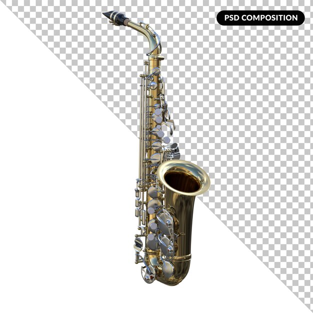 Saxofón aislado en 3d