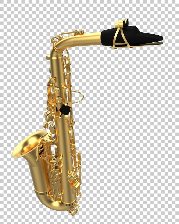 PSD saxofón en la ilustración de renderizado 3d de fondo transparente