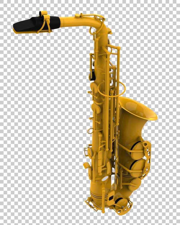 PSD saxofón en la ilustración de renderizado 3d de fondo transparente