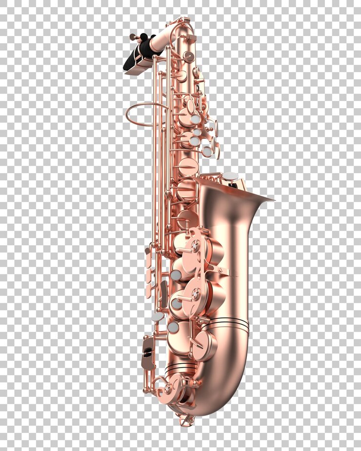PSD saxofón en la ilustración de renderizado 3d de fondo transparente