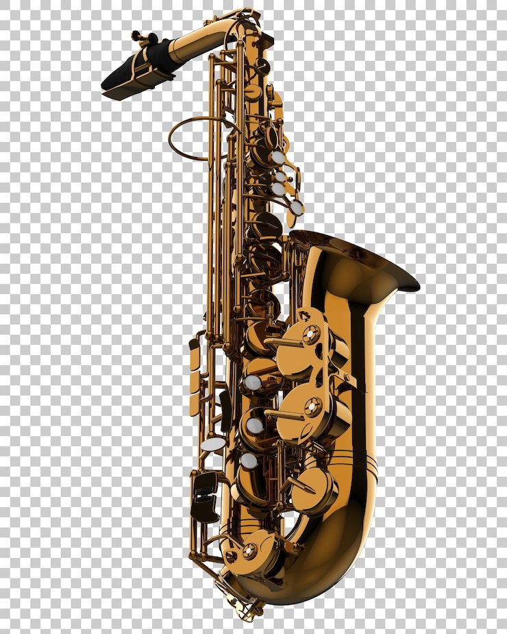 PSD saxofón en la ilustración de renderizado 3d de fondo transparente