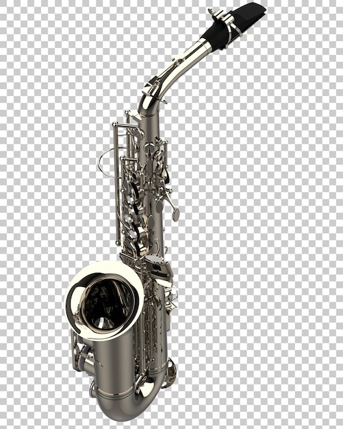 Saxofón en la ilustración de renderizado 3d de fondo transparente