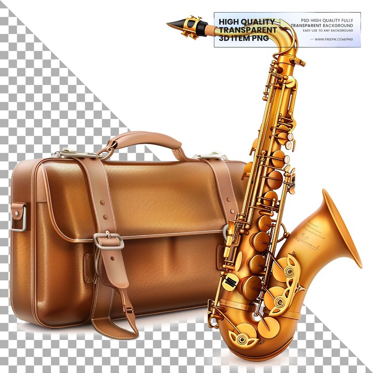 PSD saxofone alto de bronze com bocal em fundo transparente