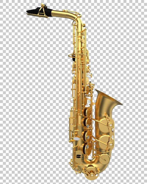 Saxofone isolado na ilustração de renderização 3d de fundo transparente