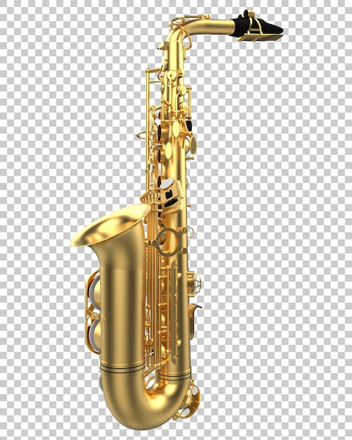 Saxofone na ilustração de renderização 3d de fundo transparente