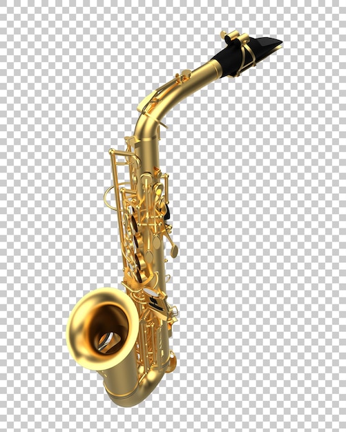 Saxofone na ilustração de renderização 3d de fundo transparente