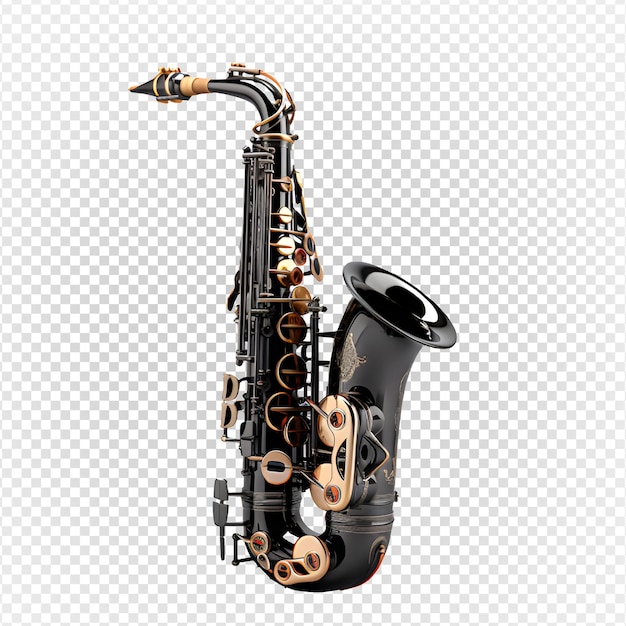 PSD saxofone preto png saxofone instrumento musical isolado em fundo transparente generativo ai