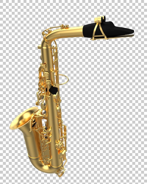 Saxophone sur fond transparent illustration de rendu 3d