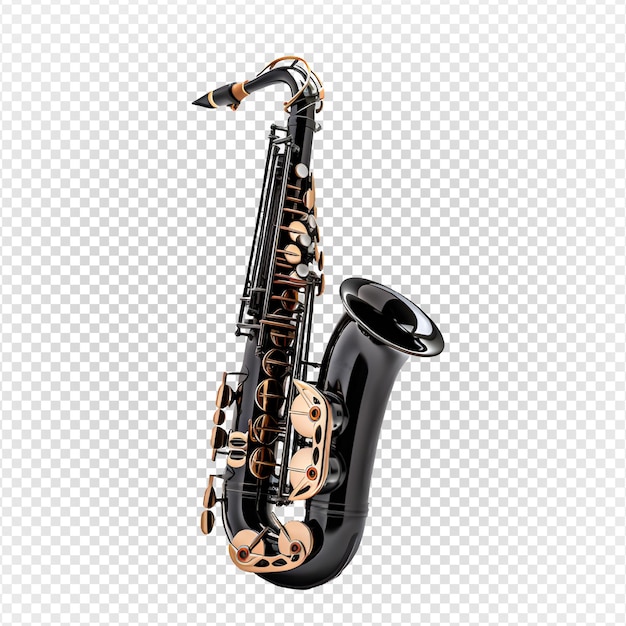 PSD saxophone noir png saxophone instrument de musique isolé sur un fond transparent génératif ai