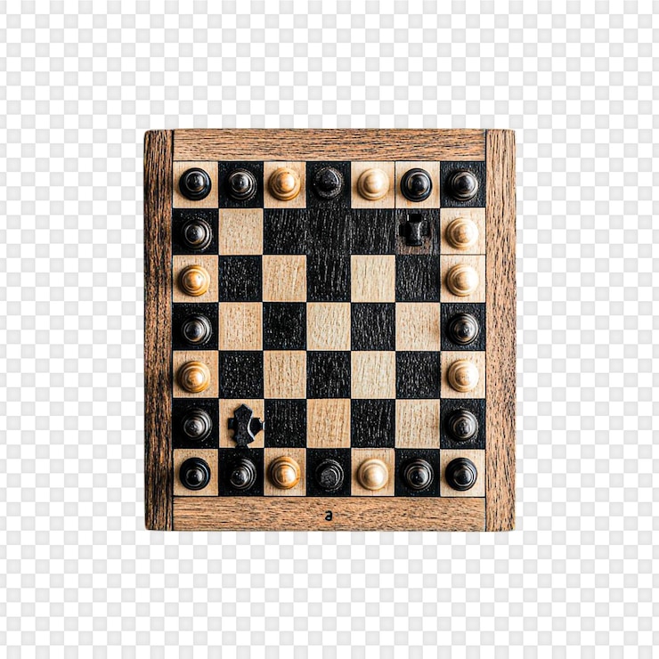 PSD scacchiera in legno d'epoca isolata su uno sfondo trasparente