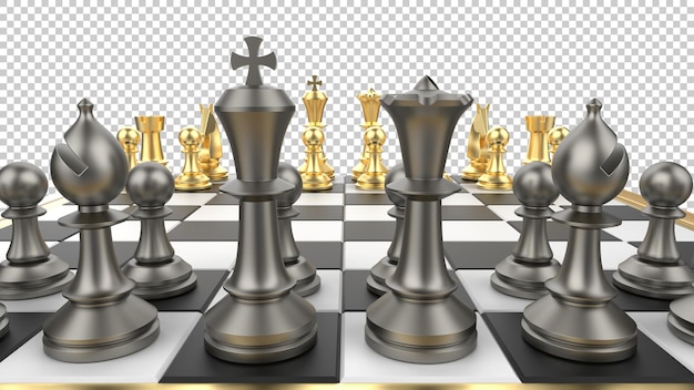 Scacchiera su sfondo trasparente 3d rendering illustrazione