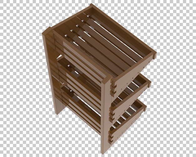 Scaffale su sfondo trasparente 3d rendering illustrazione