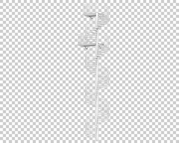 Scala a chiocciola isolata su sfondo trasparente 3d rendering illustrazione