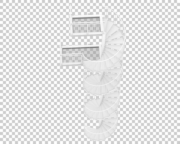Scala a chiocciola isolata su sfondo trasparente 3d rendering illustrazione
