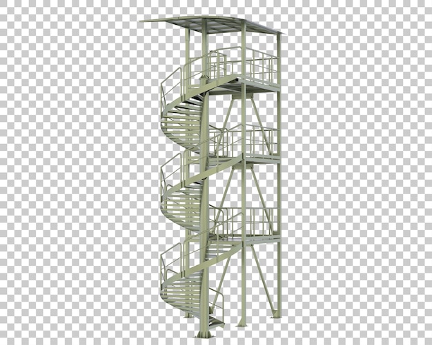 Scala a chiocciola isolata su sfondo trasparente 3d rendering illustrazione