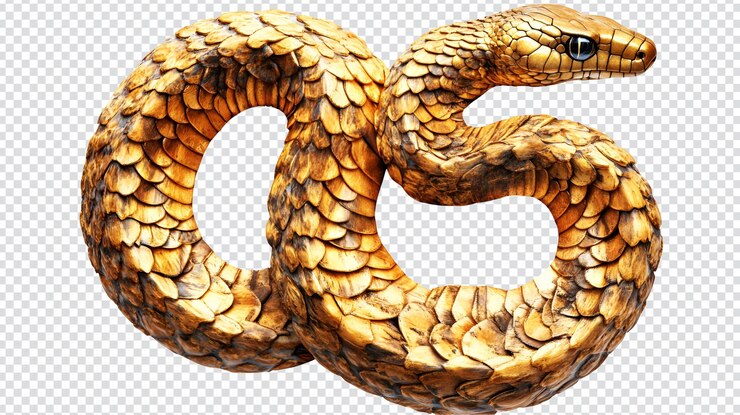 PSD scala scolpita di serpente d'oro numero zero cinque arte