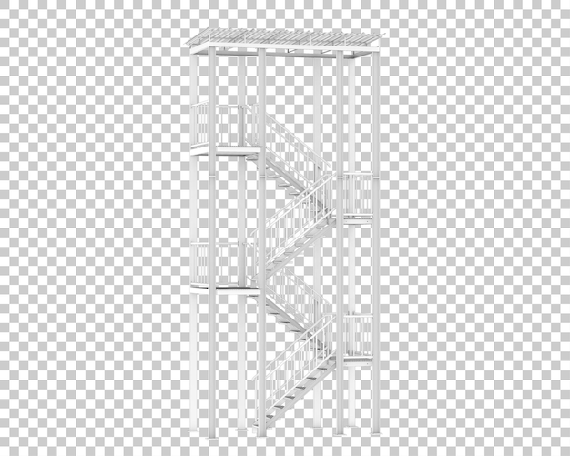 Scale di fuga antincendio isolate su sfondo trasparente illustrazione di rendering 3D