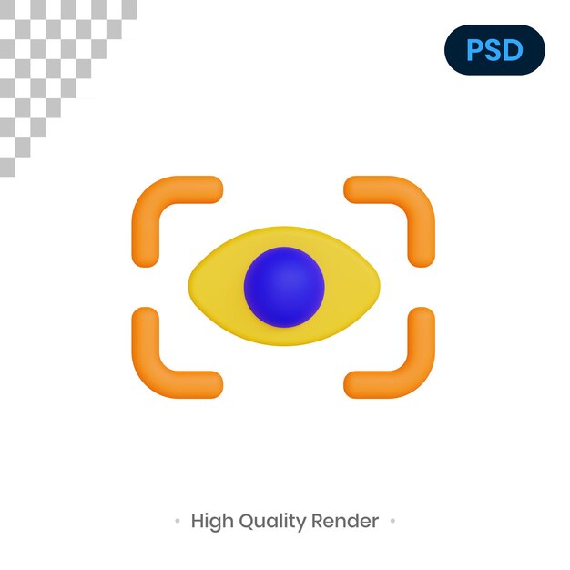Scan eye 3d render illustration premium psd