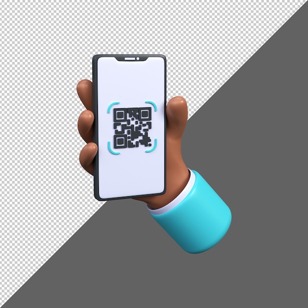 PSD scannen sie das qr-code-symbol mit telefon 3d-rendering psd premium