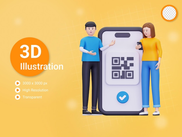 Scannez Les Codes-barres 3d à L'aide D'une Illustration De Smartphone