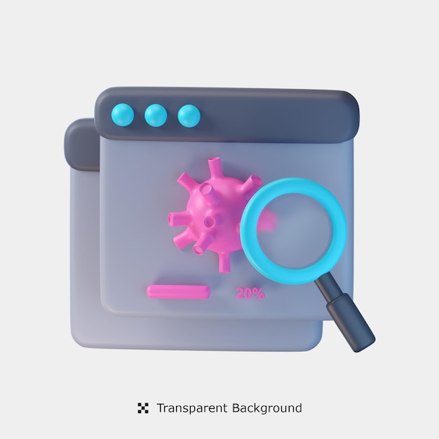 Scansione Virus 3d icona illustrazione
