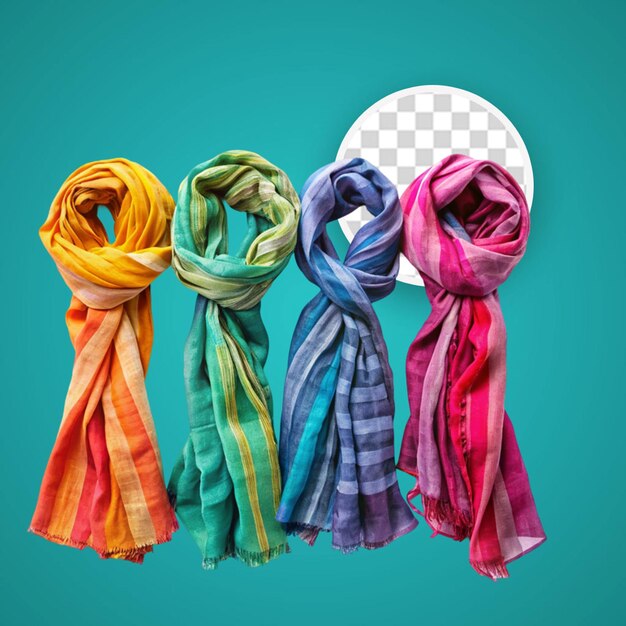 PSD scarfs de tricô de lã em diferentes cores conjuntos de ícones decorativos