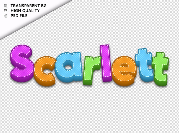 PSD scarlett typographie text farbiges handwerk frühlings-psd durchsichtig