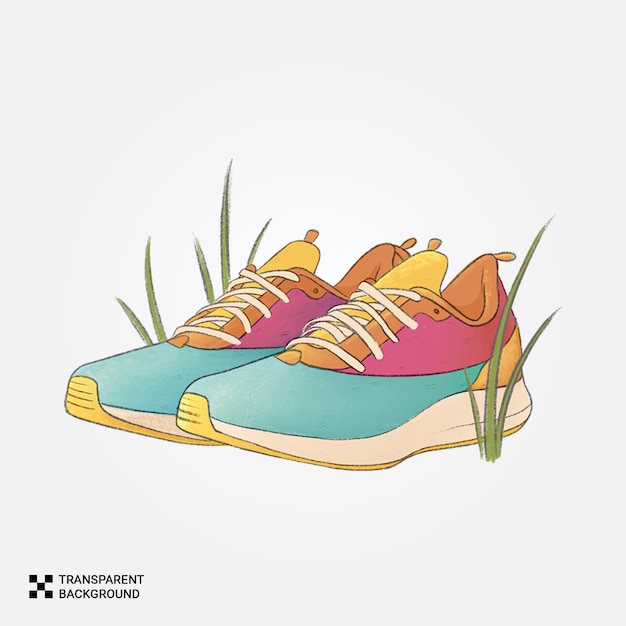 Scarpe da ginnastica colorate nell'erba