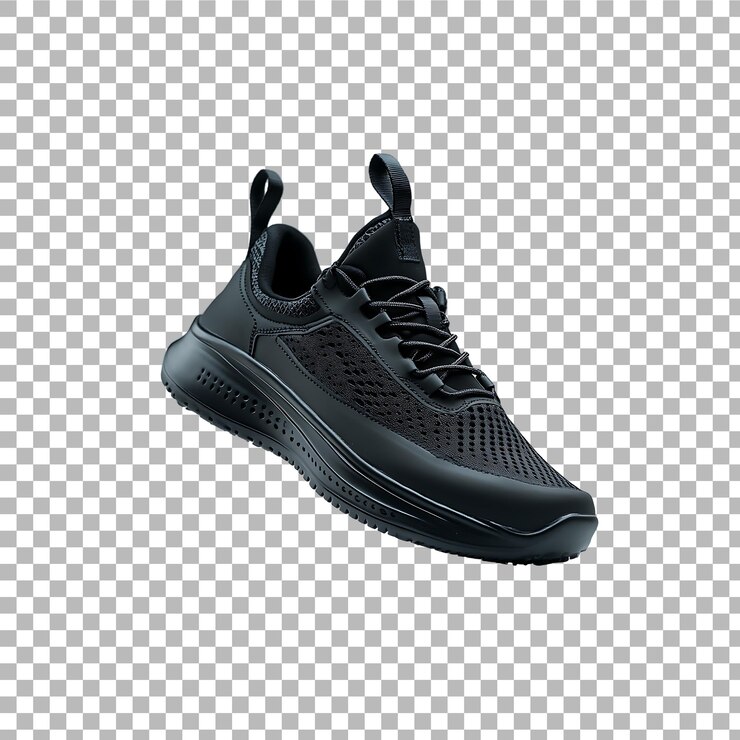 Scarpe da ginnastica sportive da corsa nere Scarpe isolate su sfondo trasparente