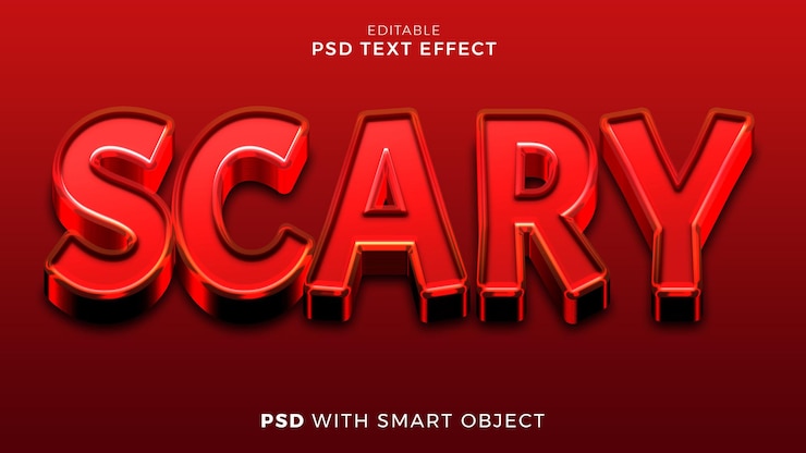 PSD scary text effect 3d style editable template