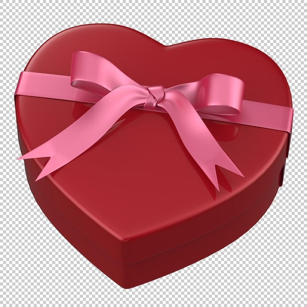 Scatola cardiaca con nastro isolato su sfondo trasparente 3d rendering illustrazione