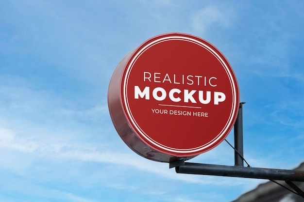 Scatola del segno del cerchio rosso realistico vicino mockup psd