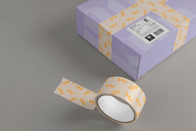 Scatola di cartone con mock-up di nastro sigillante