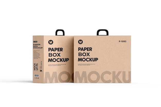 Scatola di cartone Kraft con maniglia Mockup