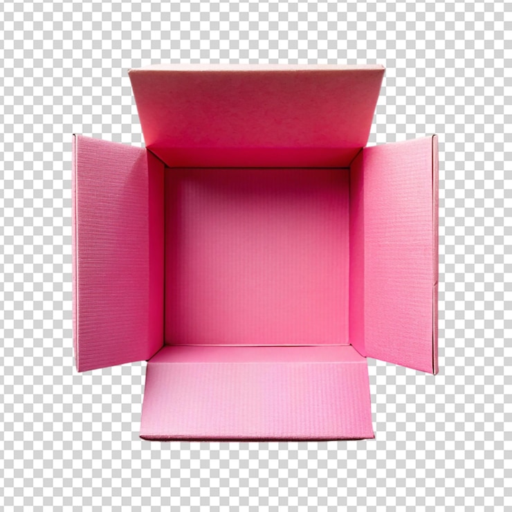 PSD scatola di cartone rosa isolata su uno sfondo trasparente