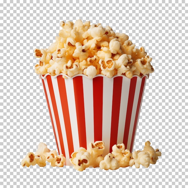 Scatola di popcorn isolata su uno sfondo trasparente