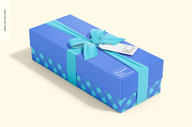 Scatola di regalo con tag di cartone Mockup Perspettiva